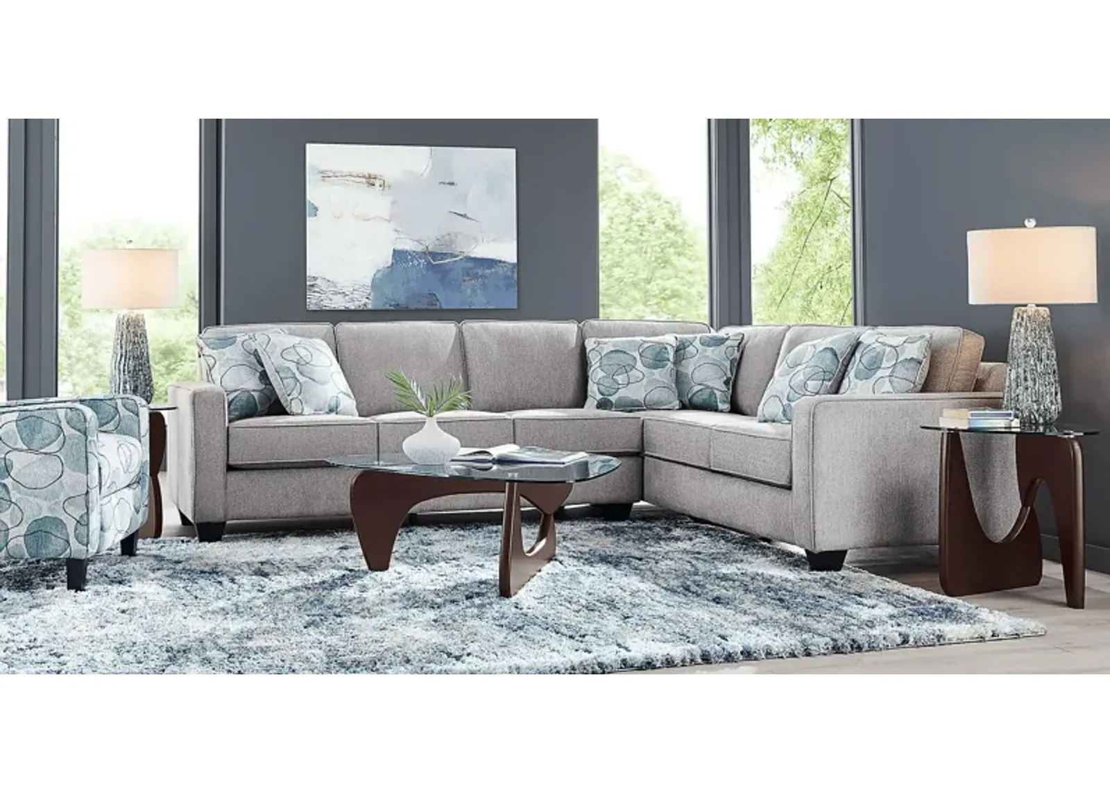 Alanis Bay Gray 6 Pc Sleeper Sectional Living Room