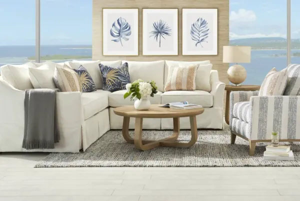 Pacific Grove White Slipcover 5 Pc Sectional Living Room