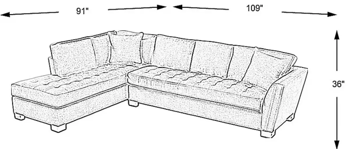 Calvin Heights Mushroom Textured 2 Pc Sectional