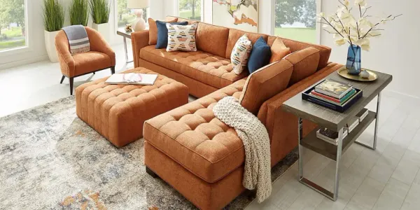 Calvin Heights Russet Textured 2 Pc XL Sectional