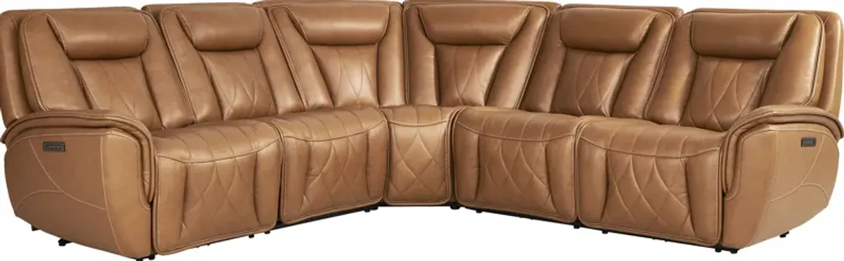 Dalton Brown Leather 8 Pc Triple Power Reclining Sectional Living Room