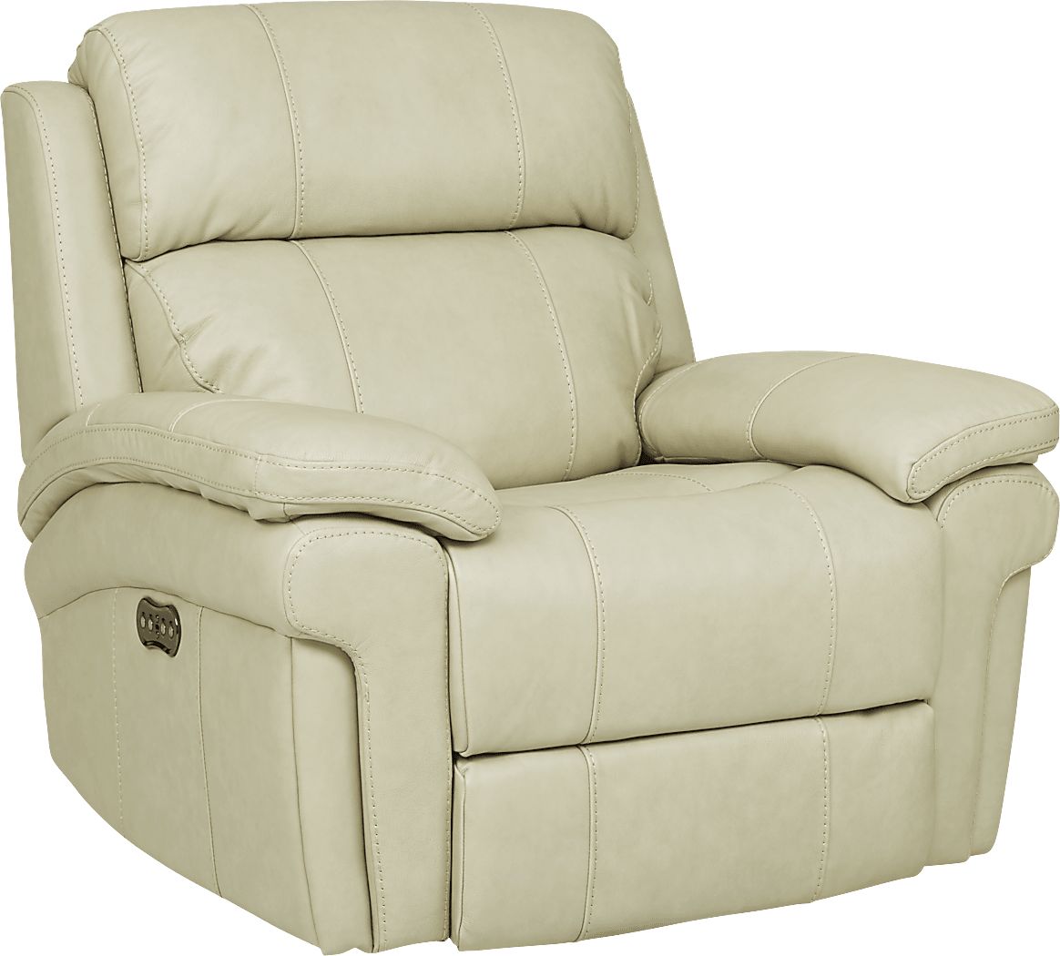 Trevino Place Cream Leather 3 Pc Living Room with Reclining Sofa