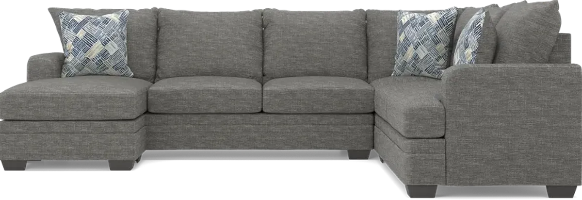 Copley Court Pewter 2 Pc Gel Foam Sleeper Sectional