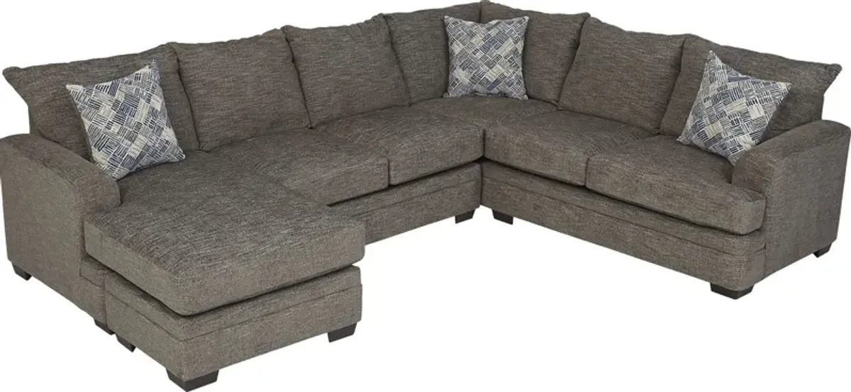 Copley Court Pewter 2 Pc Gel Foam Sleeper Sectional