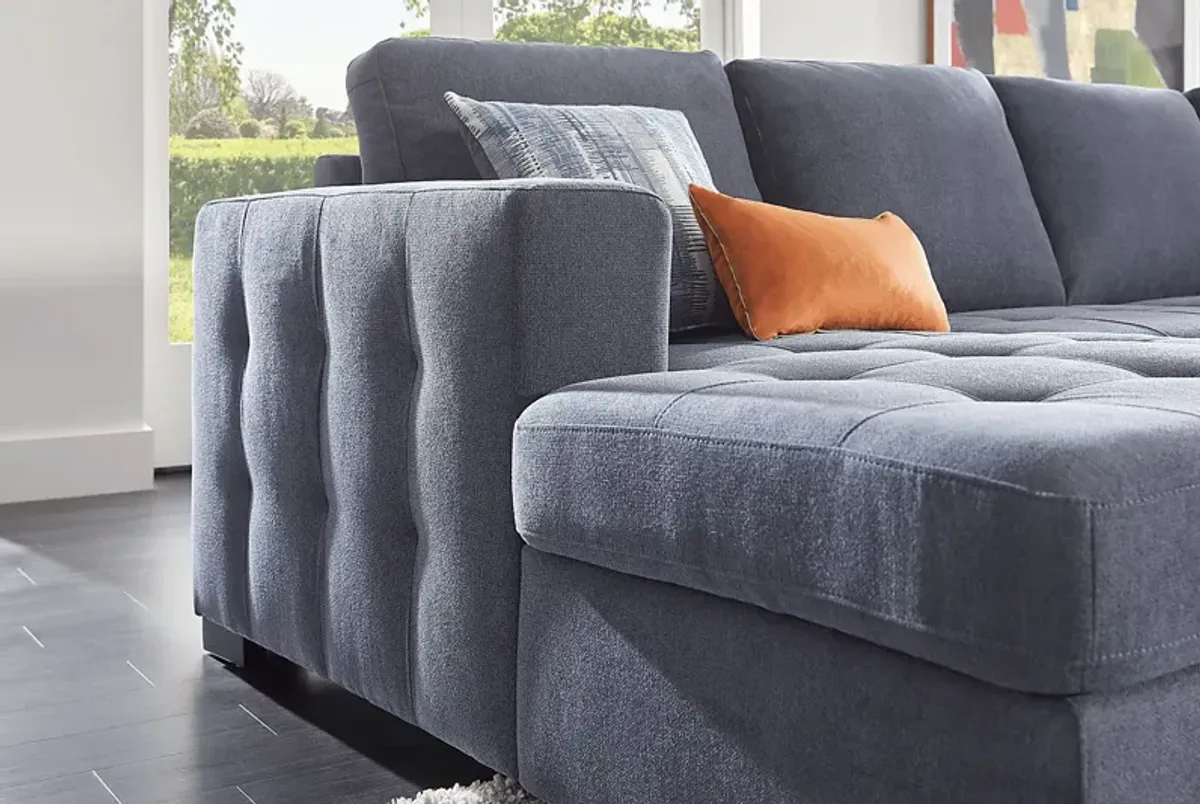 Kirkwell Blue 3 Pc Sleeper Sectional