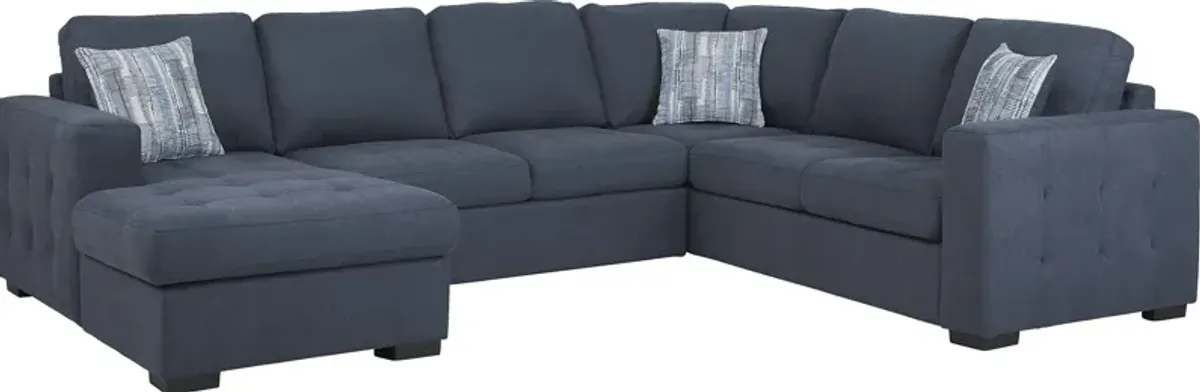 Kirkwell Blue 3 Pc Sleeper Sectional