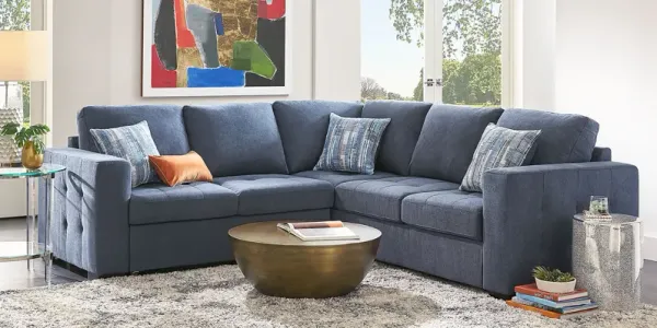 Kirkwell Blue 2 Pc Sleeper Sectional