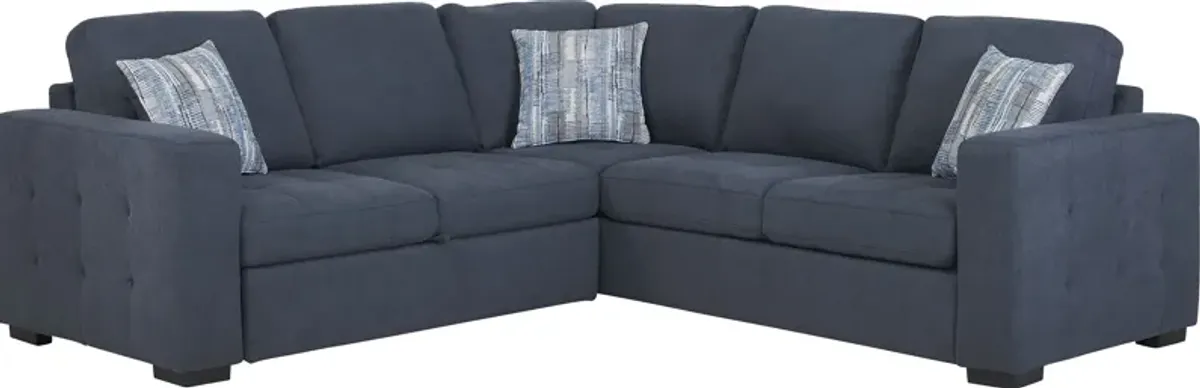 Kirkwell Blue 2 Pc Sleeper Sectional