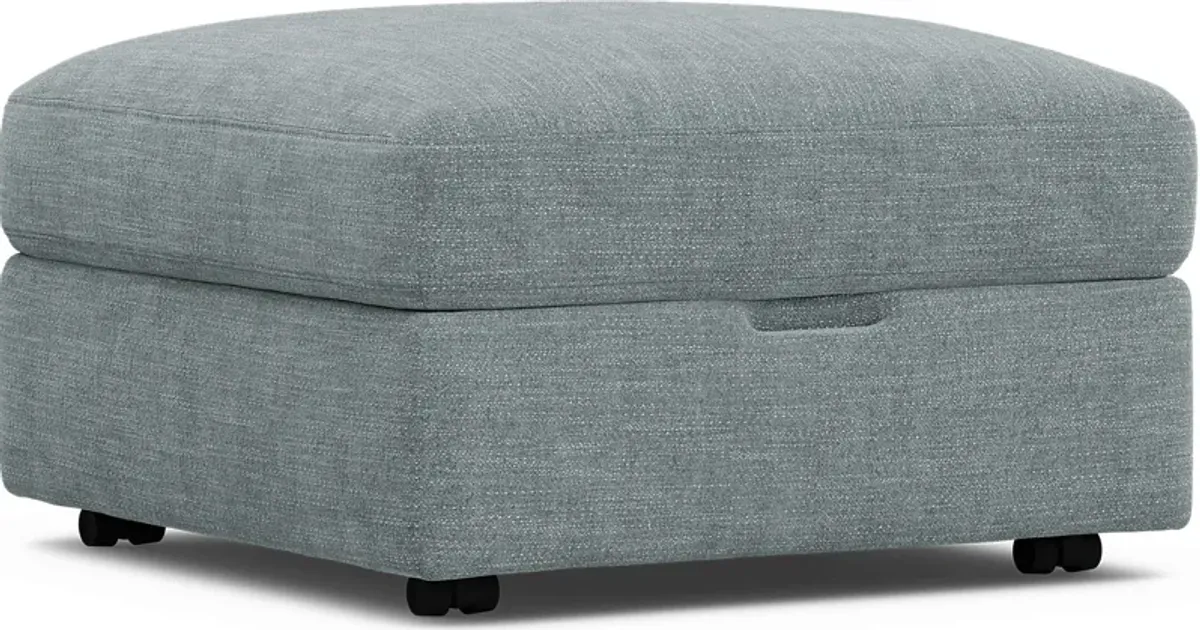 Tempo Modular Blue Storage Bumper Ottoman