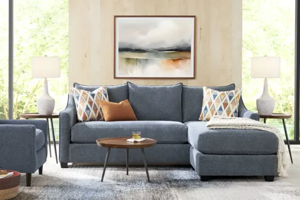 Soho Place Navy 6 Pc Living Room with Sleeper Chaise Sofa