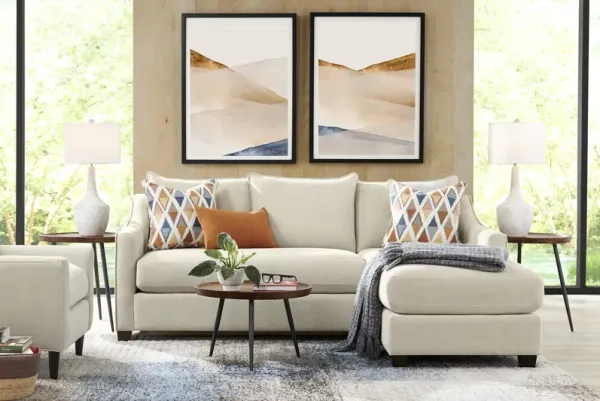 Soho Place Beige 6 Pc Living Room with Sleeper Chaise Sofa