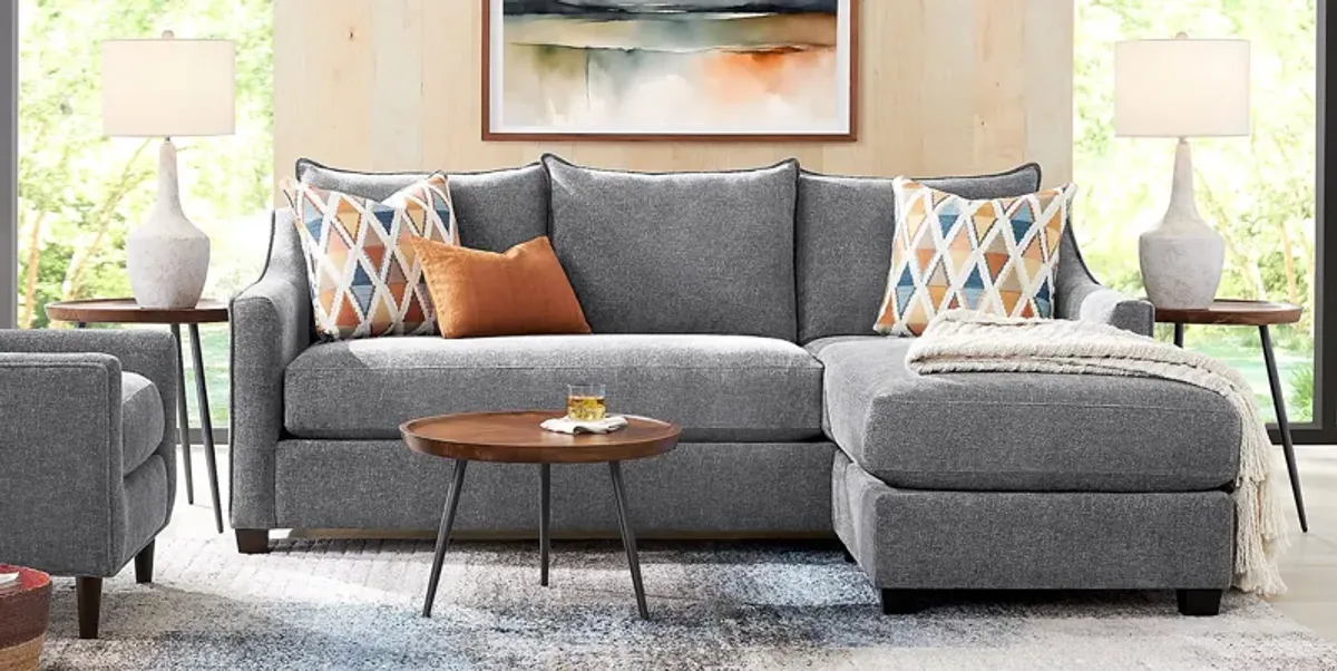 Soho Place Gray 6 Pc Living Room with Gel Foam Sleeper Chaise Sofa