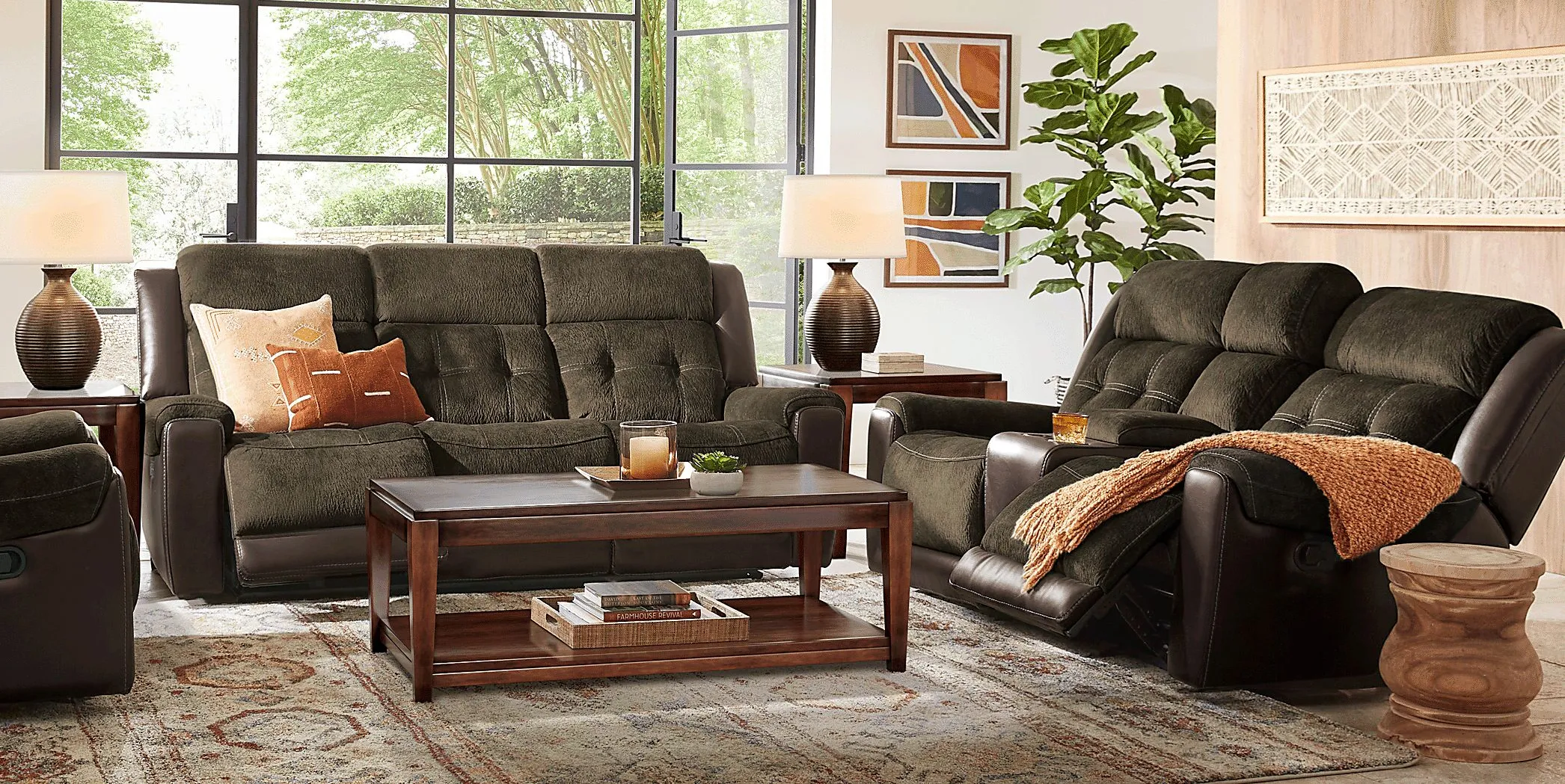 Capwood Brown 7 Pc Living Room with Power Reclining Sofa
