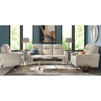 Parkside Heights Beige Leather 5 Pc Dual Power Reclining Living Room