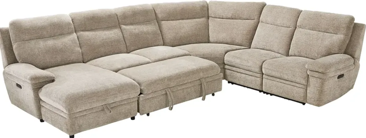 Anaheim Latte 5 Pc Dual Power Reclining Sectional