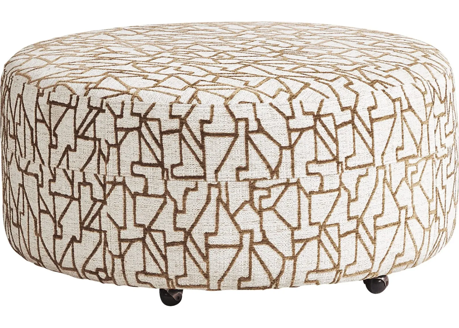 East Village Sandstone Chenille Round Cocktail Ottoman