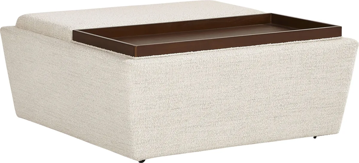 Rogan Place Off-White Storage Ottoman