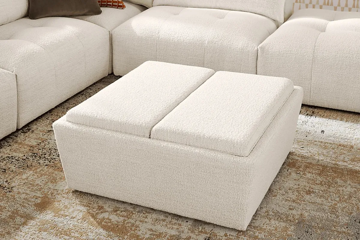 Rogan Place Off-White Storage Ottoman