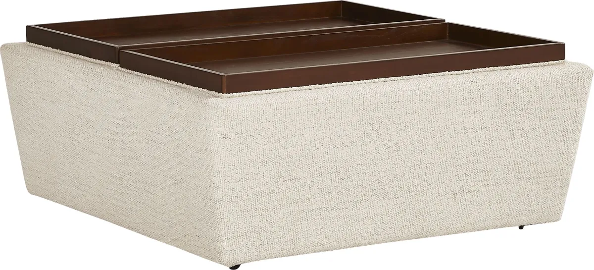 Rogan Place Off-White Storage Ottoman