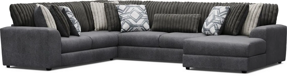 Moreau Street Black 6 Pc Sectional Living Room