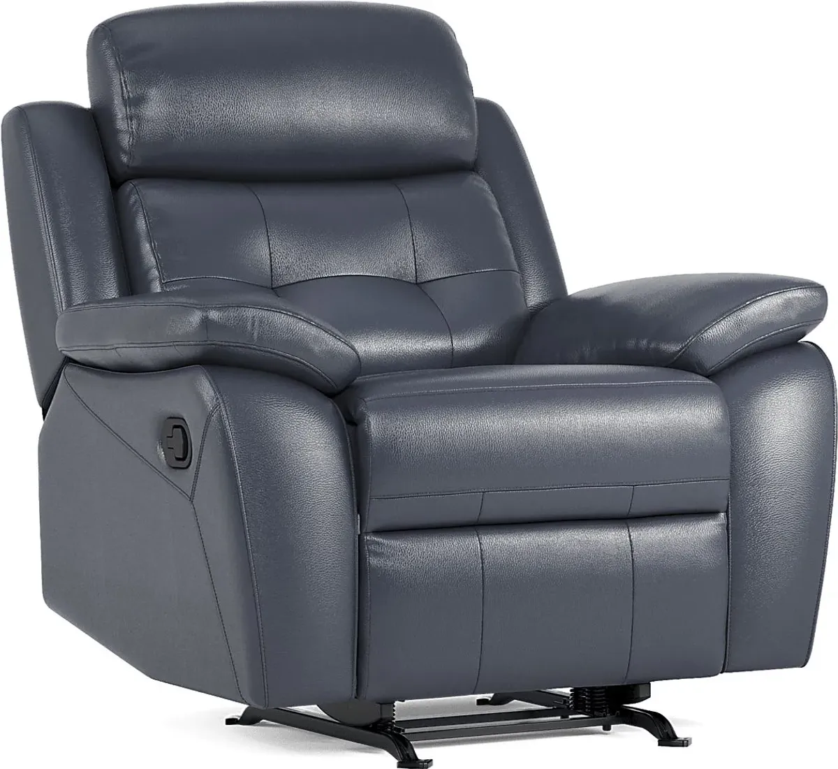 Antonin Blue Leather 2 Pc Living Room with Reclining Sofa