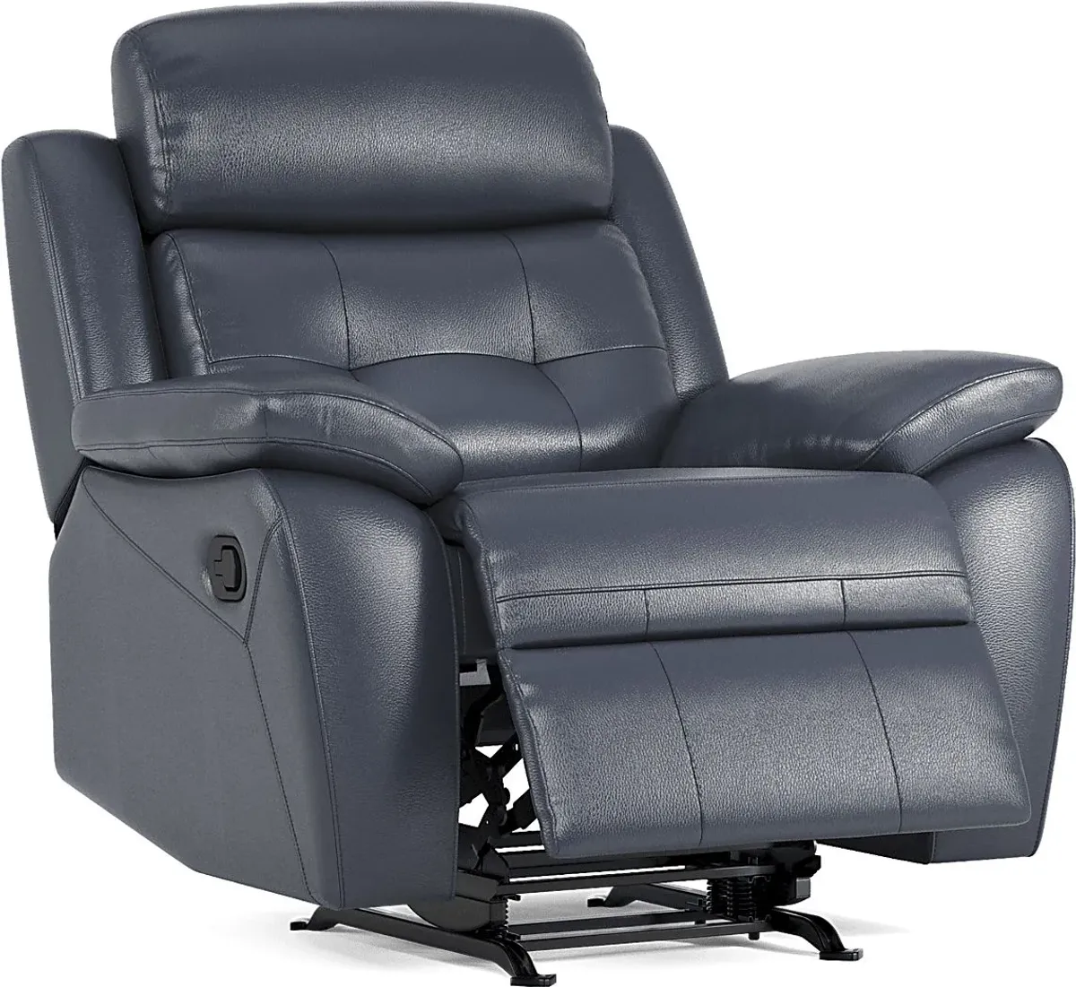 Antonin Blue Leather 2 Pc Living Room with Reclining Sofa