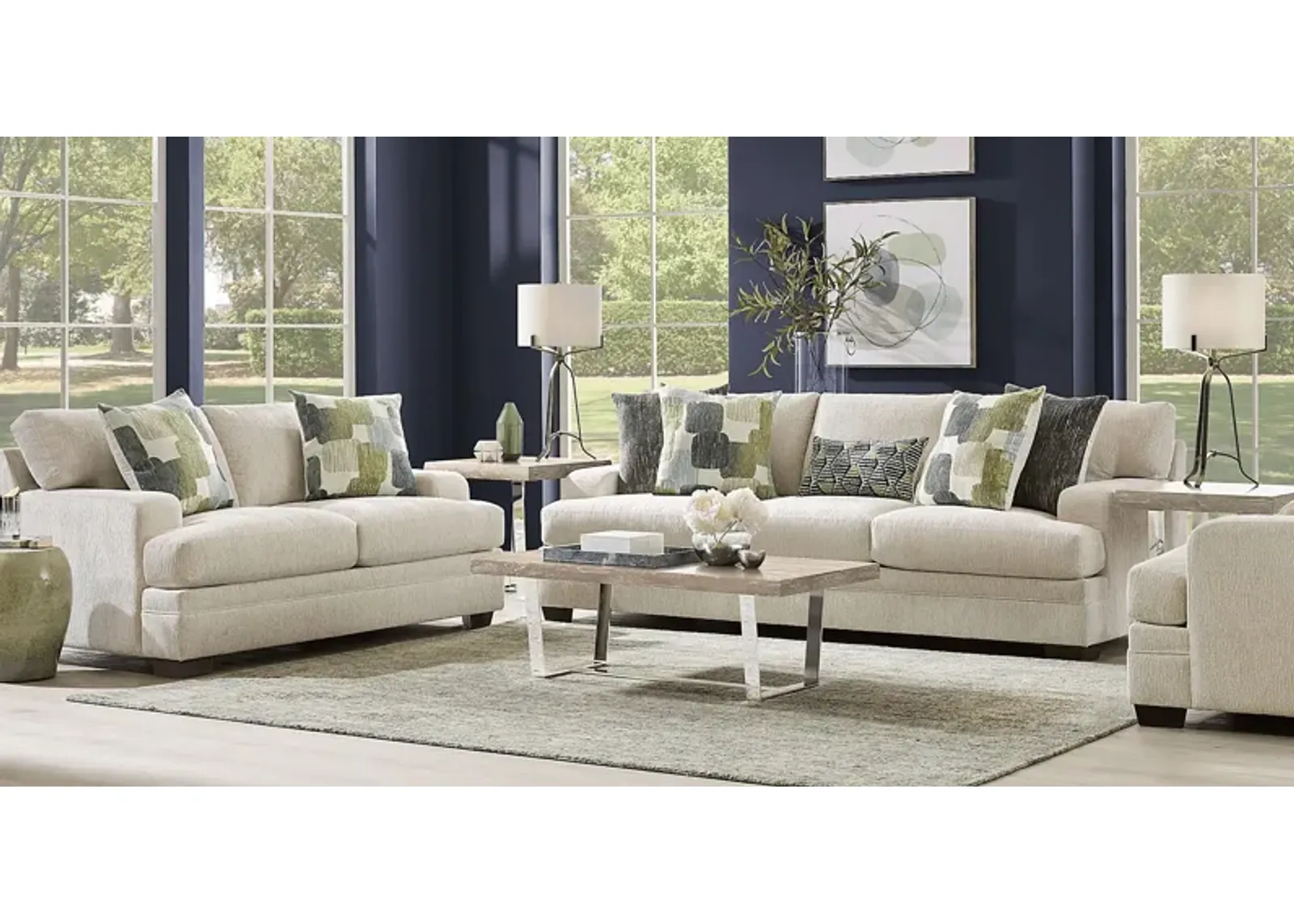 Charlton Street Off-White 7 Pc Living Room