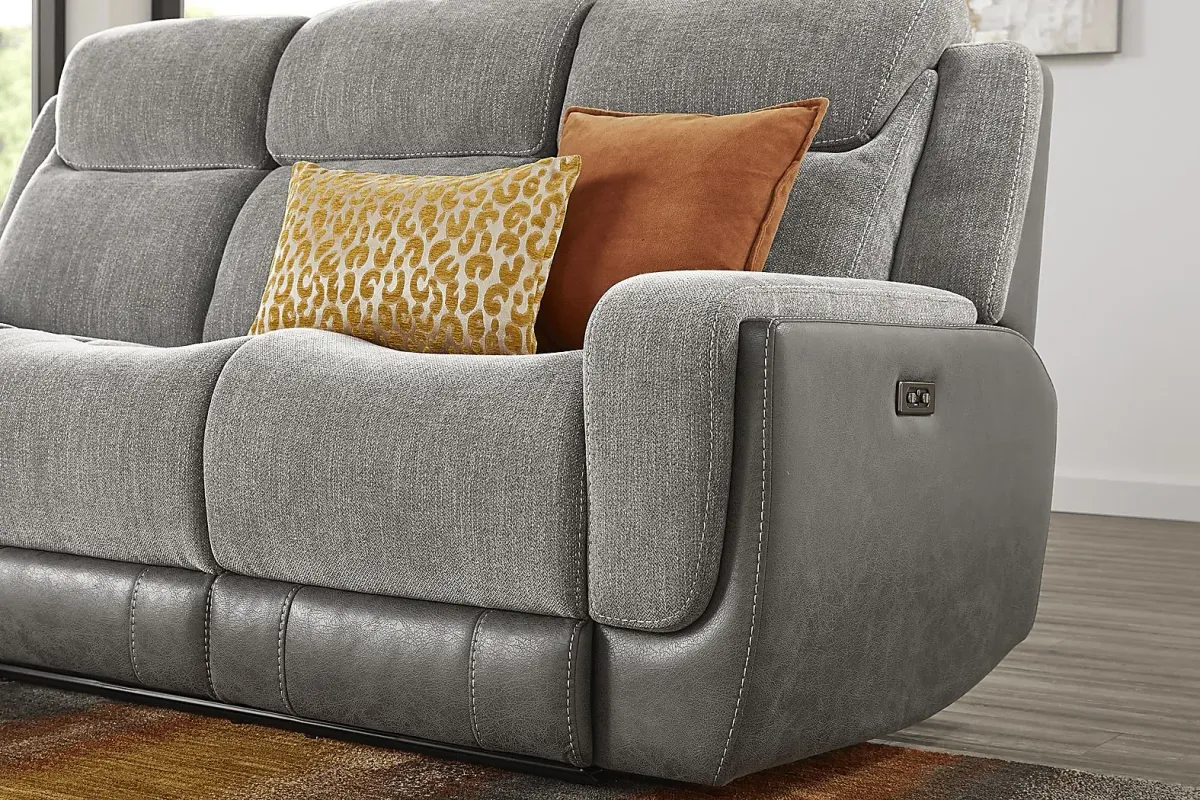 State Street Gray 5 Pc Dual Power Reclining Living Room