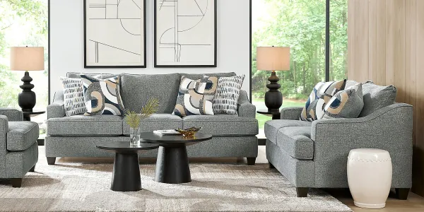 Riley Blue 7 Pc Living Room with Sleeper Sofa