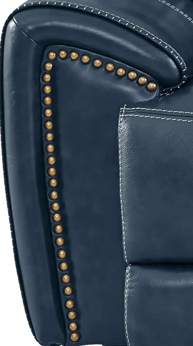 Italo Blue Leather 2 Pc Living Room with Reclining Sofa