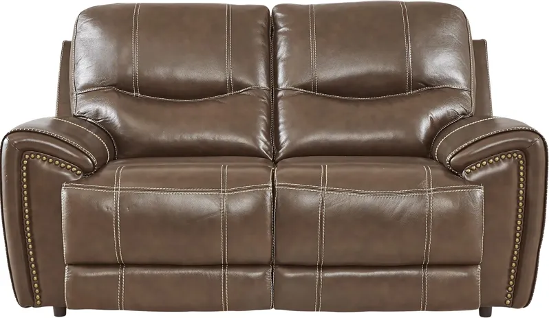 Italo Brown Leather 2 Pc Living Room with Reclining Sofa