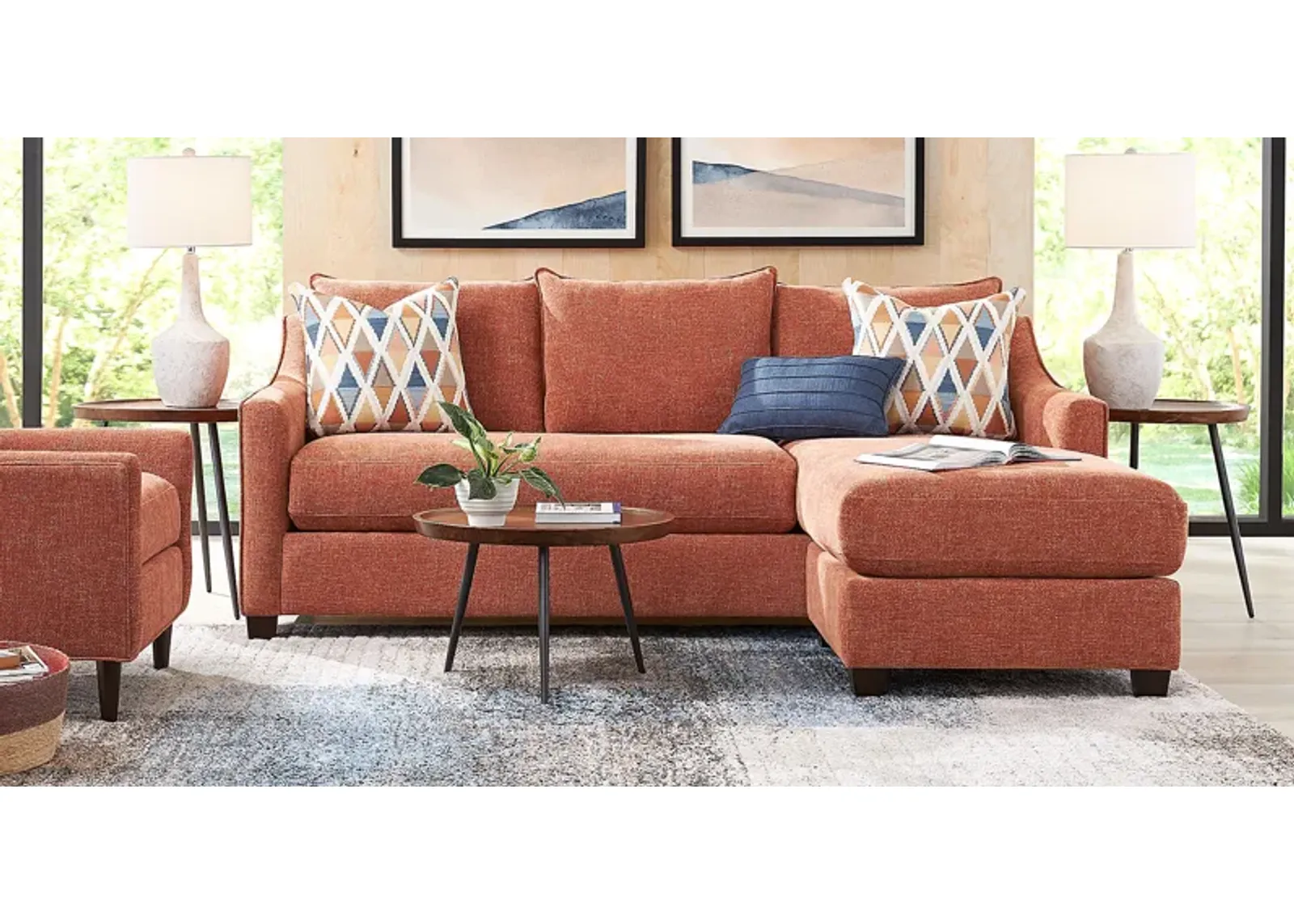 Soho Place Russet 6 Pc Living Room with Gel Foam Sleeper Chaise Sofa