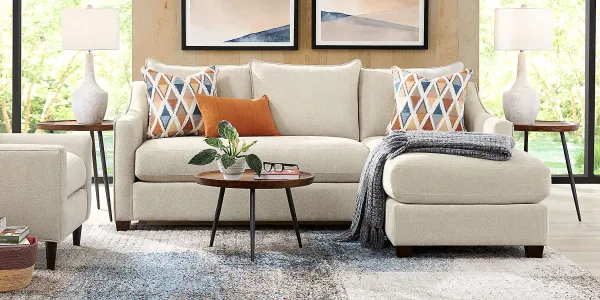 Soho Place Beige 6 Pc Living Room with Gel Foam Sleeper Chaise Sofa