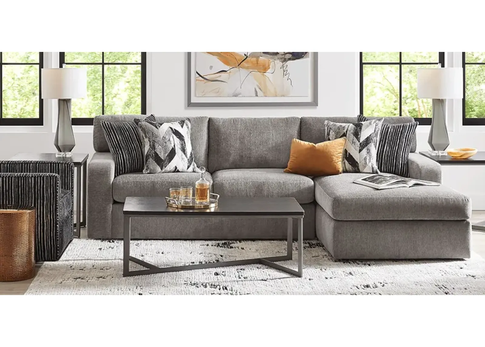 Dekker Park Gray 6 Pc Sectional Living Room