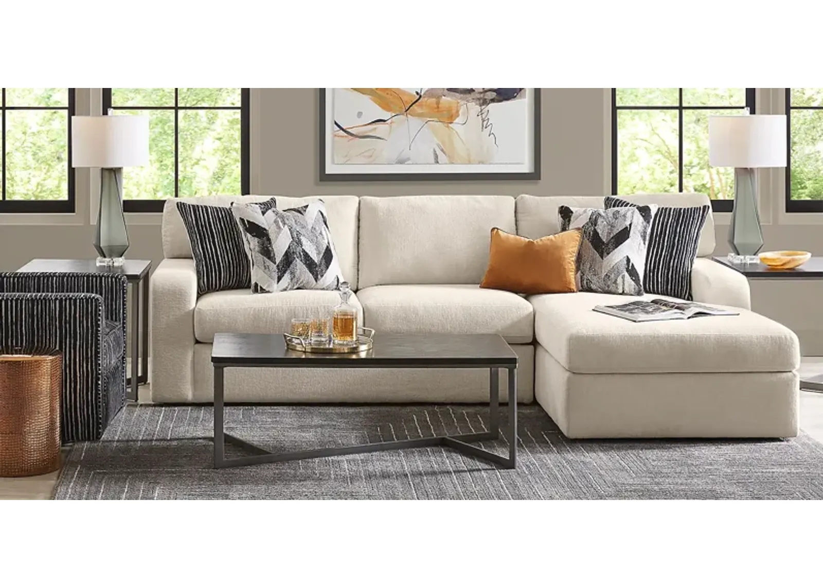 Dekker Park Beige 6 Pc Sectional Living Room