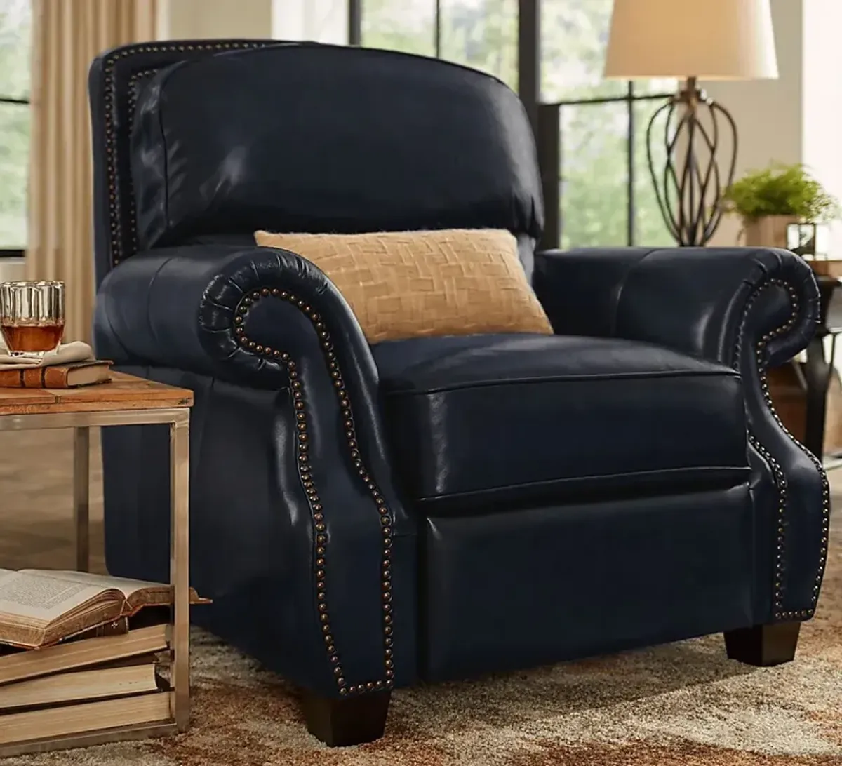 Calvano Blue Leather 3 Pc Living Room