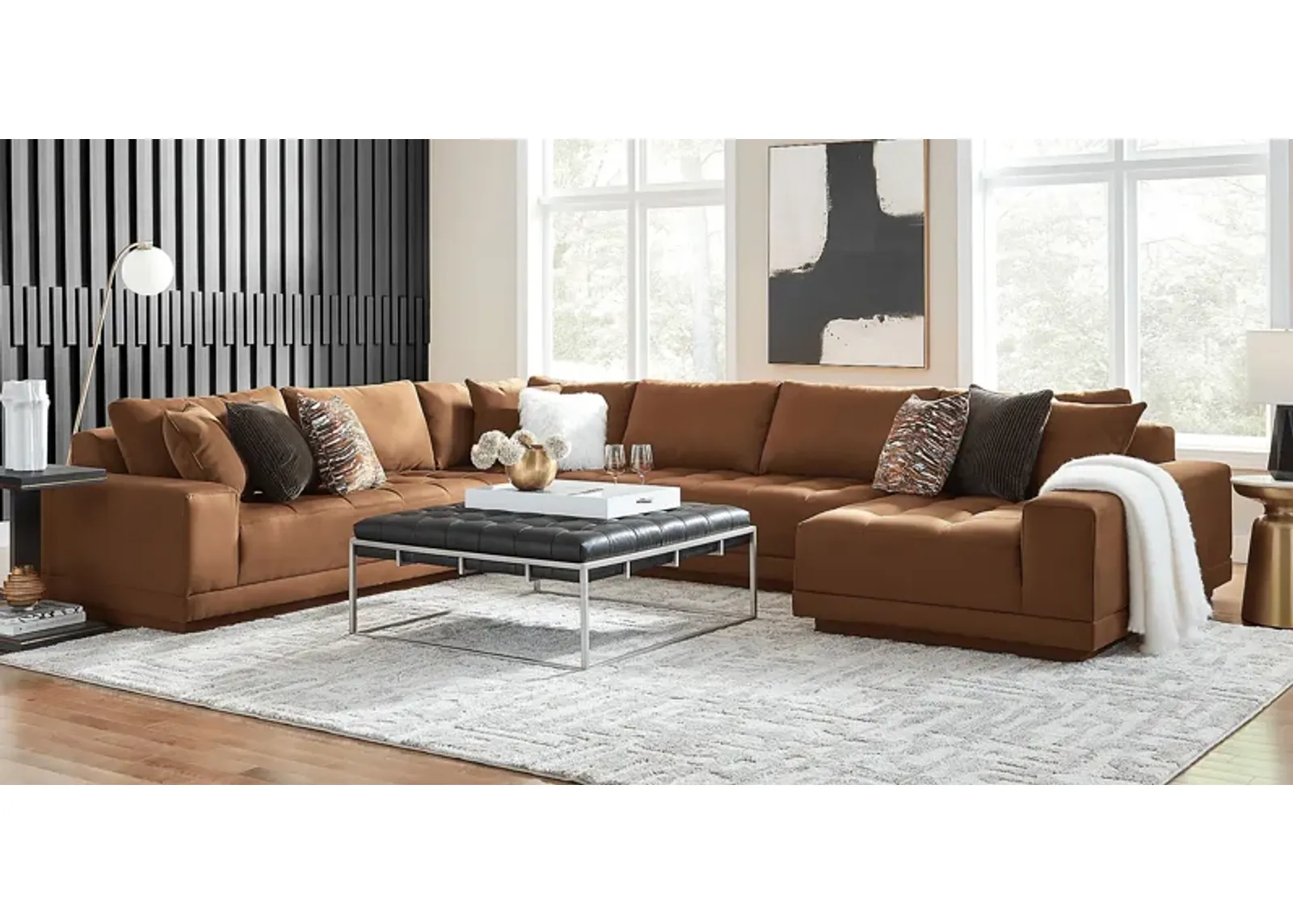 Milano Brown 5 Pc Sectional Living Room