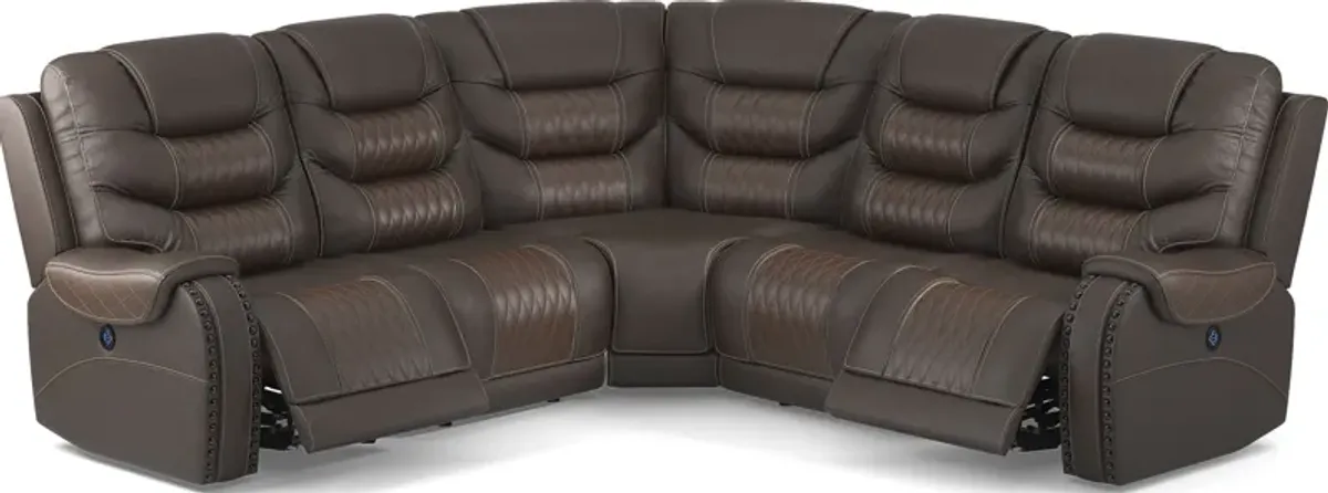 Headliner Brown Leather 8 Pc Dual Power Reclining Sectional Living Room