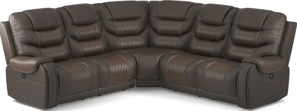 Headliner Brown Leather 8 Pc Dual Power Reclining Sectional Living Room