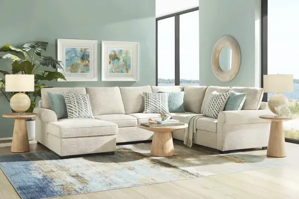 Rivera Cream 3 Pc Sleeper Sectional