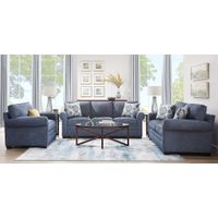 Bellingham Sapphire Textured Chenille 7 Pc Living Room with Sleeper Sofa