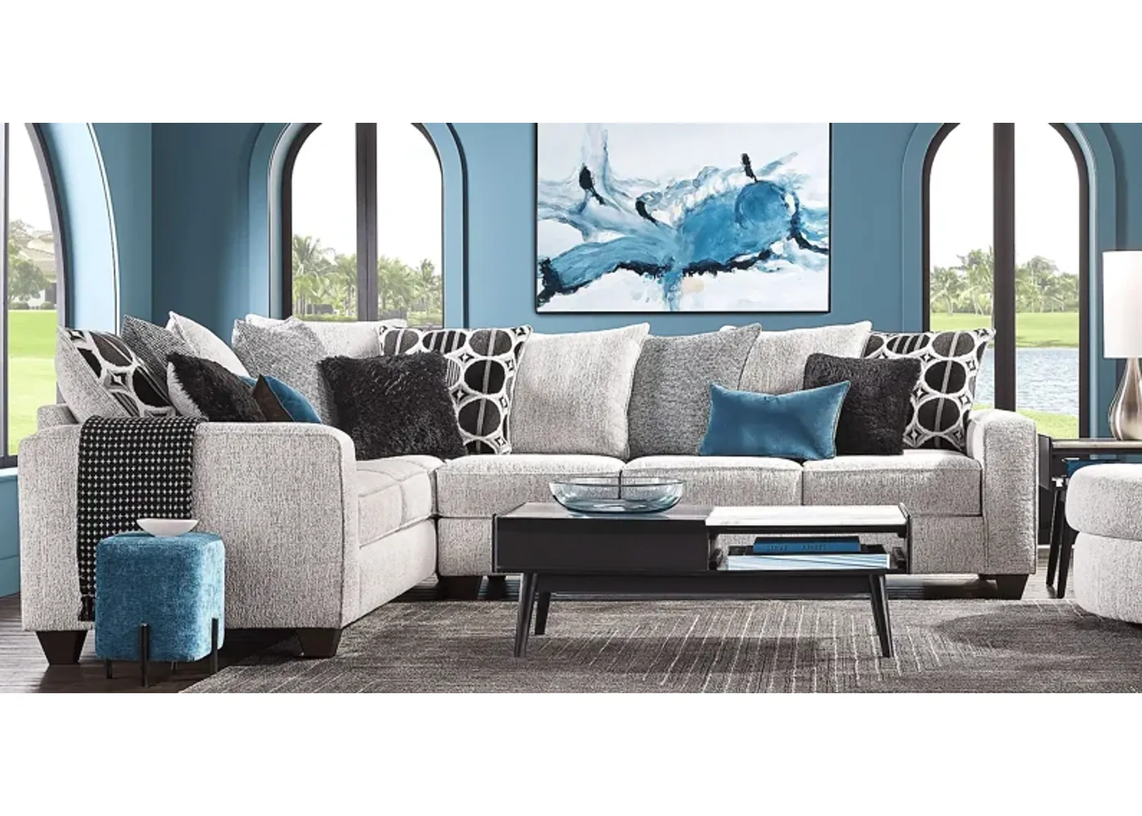 Benton Place Gray 5 Pc Sectional Living Room