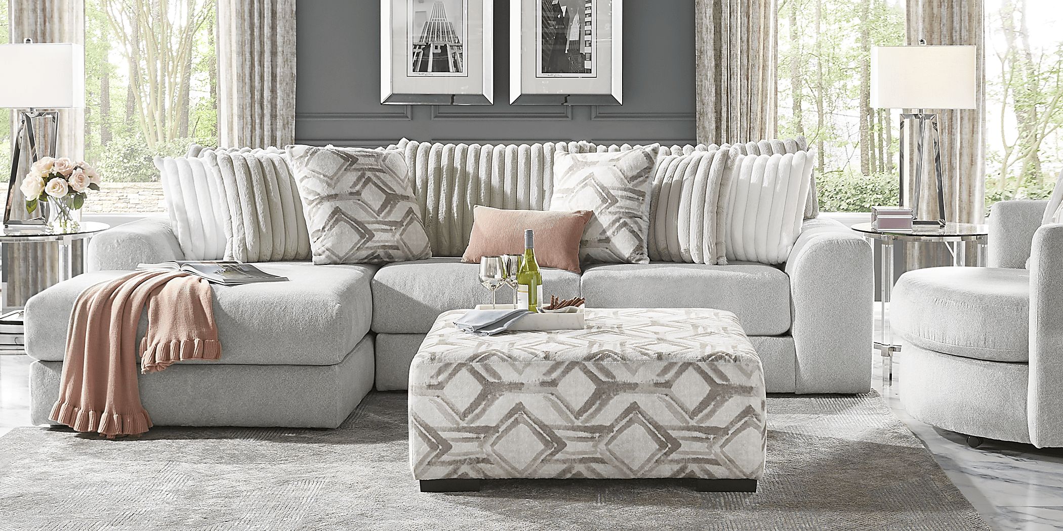 Moreau Street Gray 5 pc Sectional Living Room