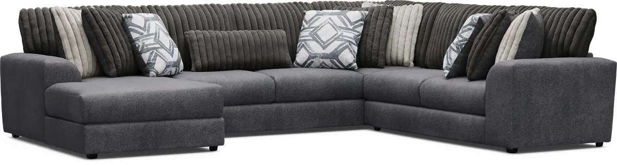 Moreau Street Black 6 Pc Sectional Living Room