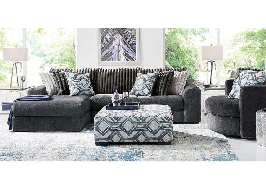 Moreau Street Black 6 Pc Sectional Living Room