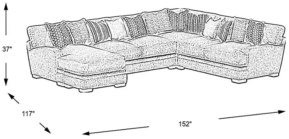 Palm Springs Silver 3 Pc Sectional