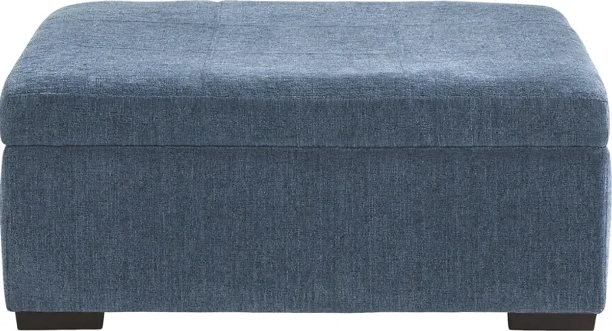 Sienna Way Blue Chenille Cocktail Ottoman