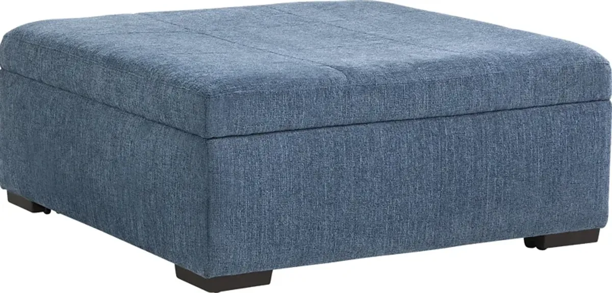 Sienna Way Blue Chenille Cocktail Ottoman