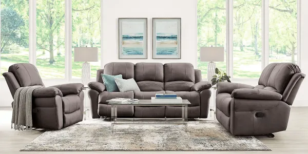 Vercelli Way Gray Leather 8 Pc Reclining Living Room