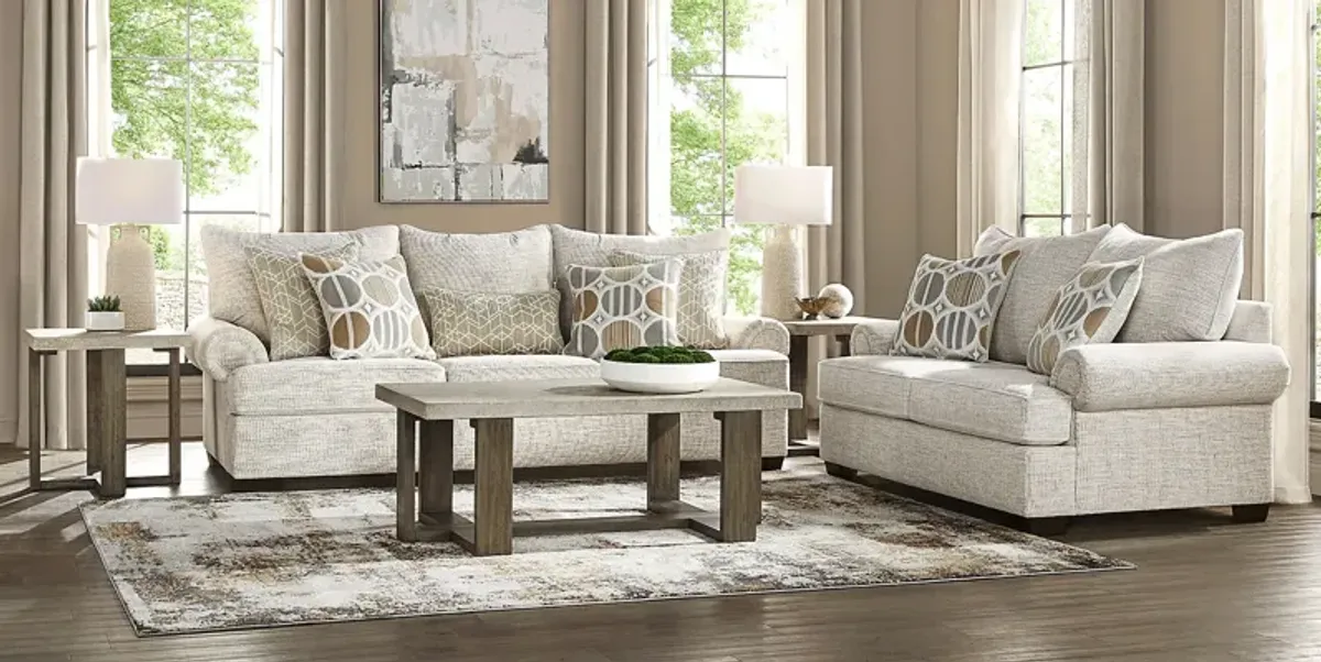 Reyna Point Ivory 7 Pc Living Room with Gel Foam Sleeper Sofa